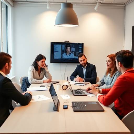 Foto del team di giornalisti di Notizie In Rete durante una riunione editoriale