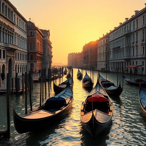 Gondole che navigano sul Canal Grande a Venezia