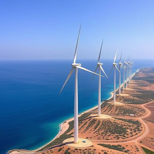 Immagine di un campo eolico in Puglia