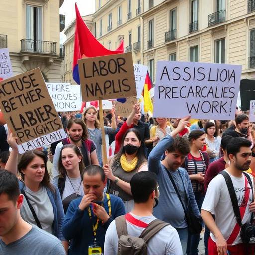 Manifestazione a Napoli per il lavoro e contro la precariet&agrave;