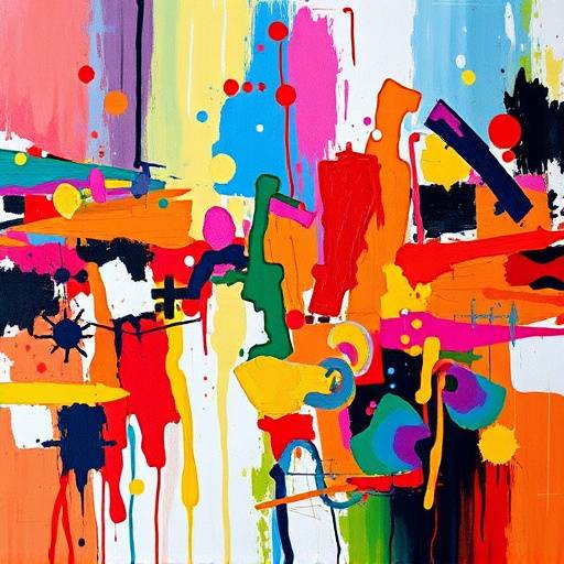 Un dipinto astratto con colori vivaci