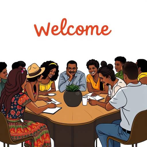 Un gruppo di persone provenienti da diverse culture che si incontrano in un centro di accoglienza