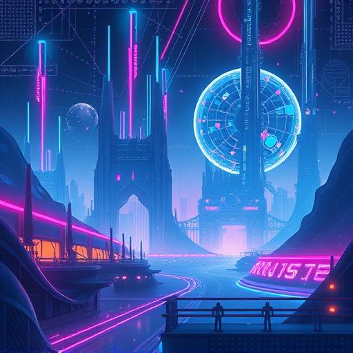 Un'illustrazione digitale con uno stile futuristico